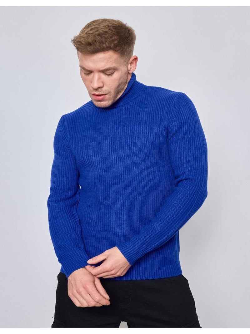 Pull col roulé Kebello Bleu - Kiabi