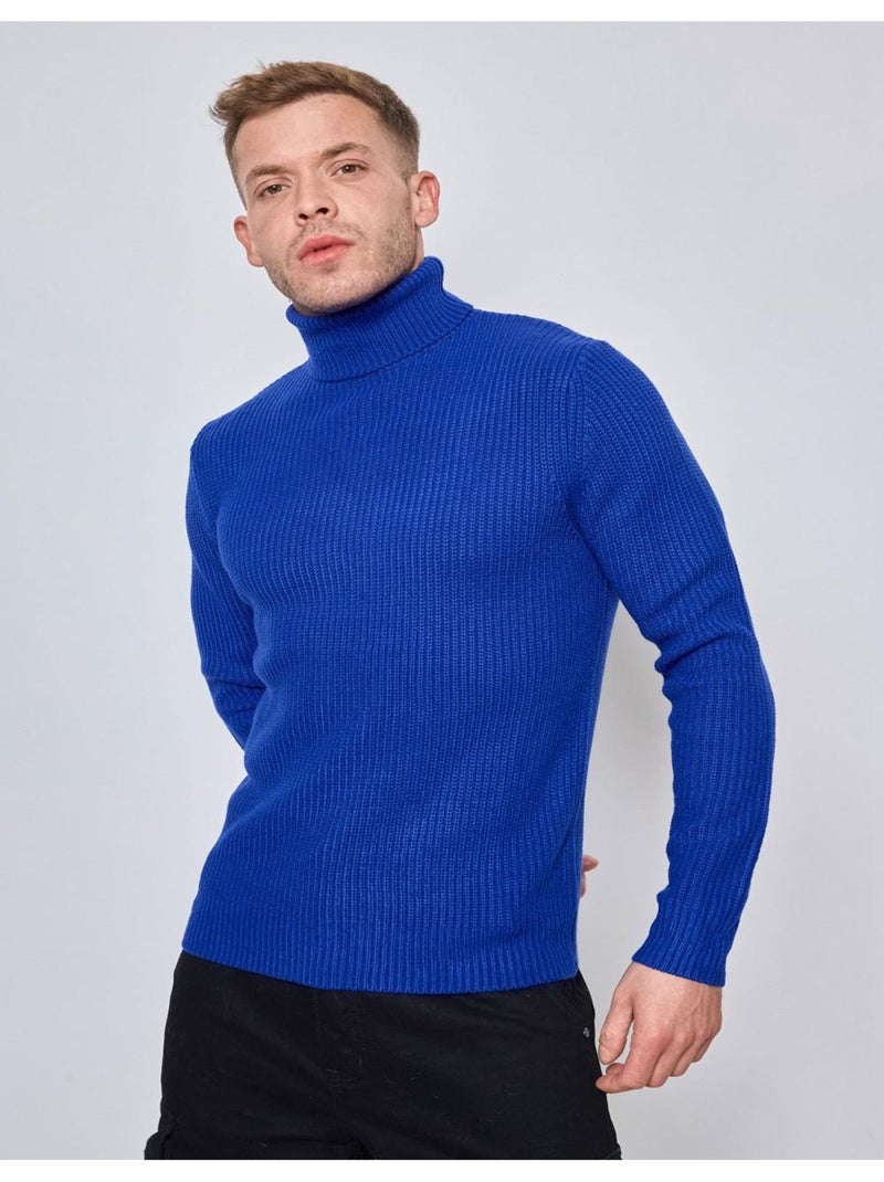 Pull col roulé Kebello Bleu - Kiabi