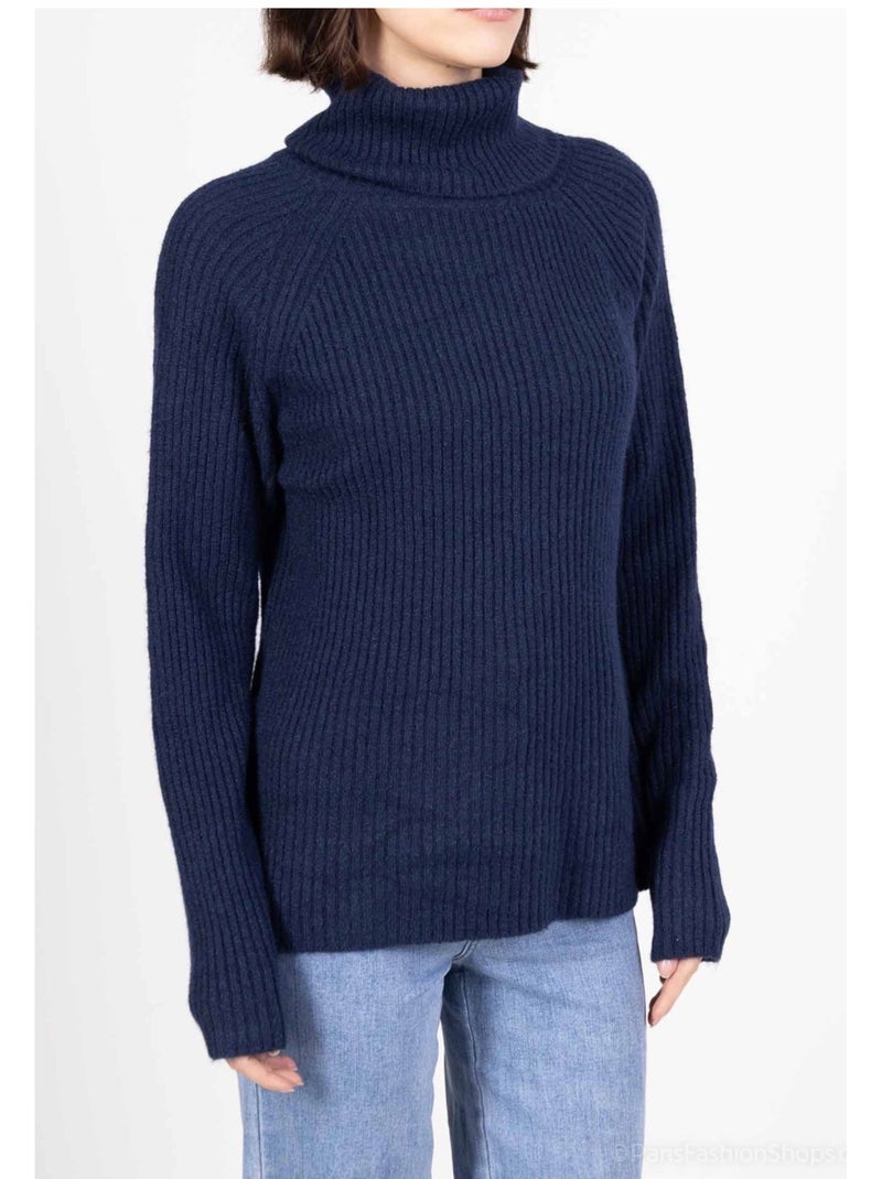 Pull col roulé kebello Bleu marine - Kiabi