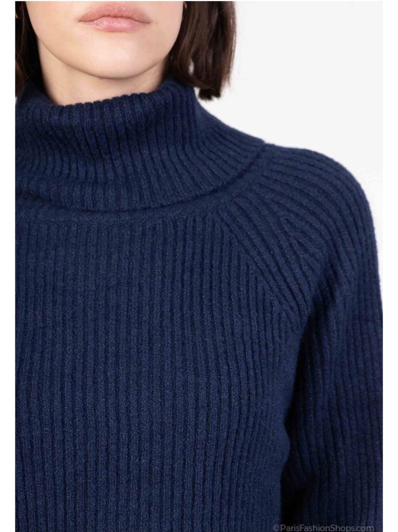 Pull col roulé kebello Bleu marine - Kiabi