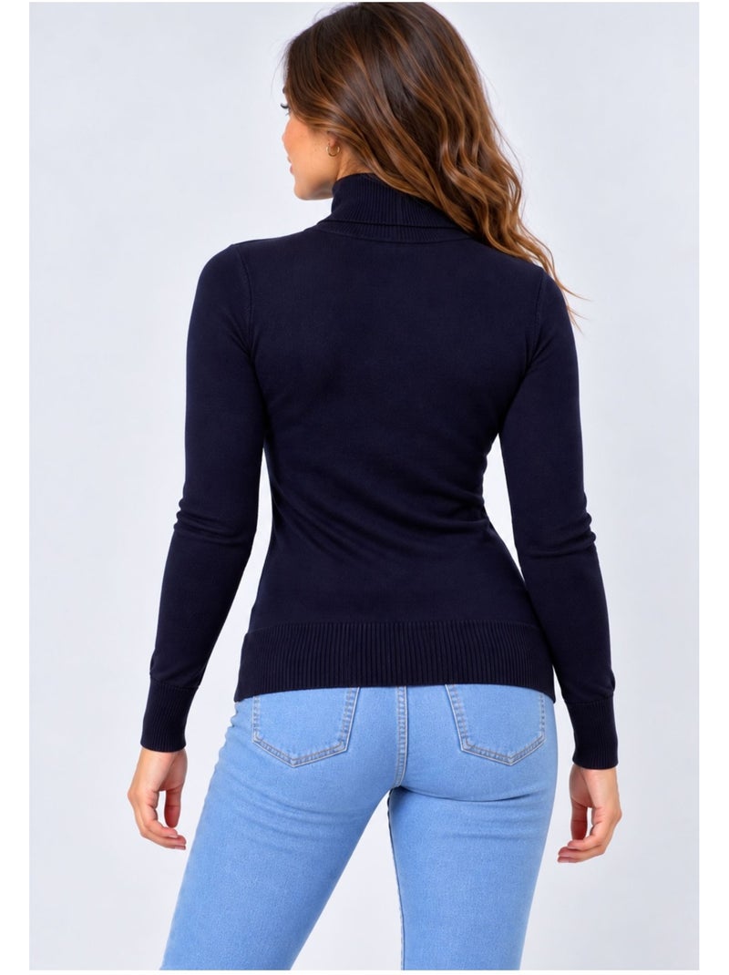 Pull col roulé kebello Bleu marine - Kiabi