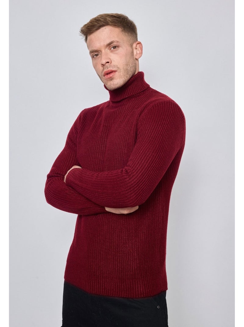 Pull col roulé Kebello Bordeaux - Kiabi