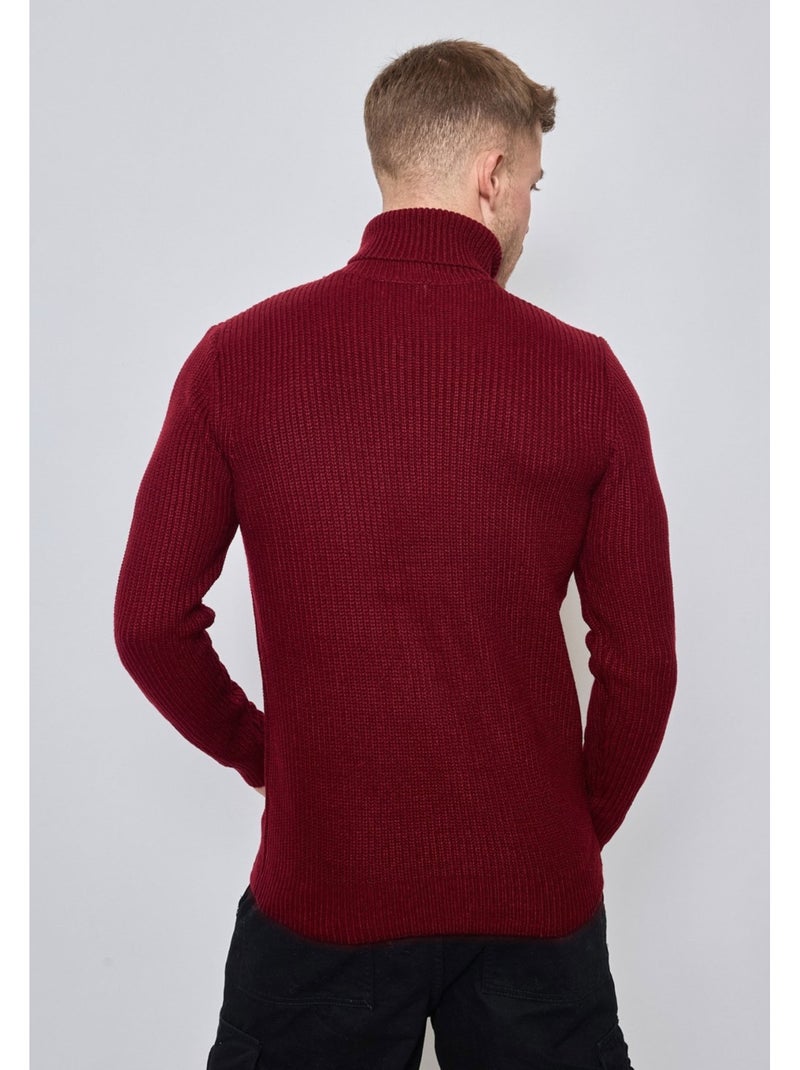 Pull col roulé Kebello Bordeaux - Kiabi