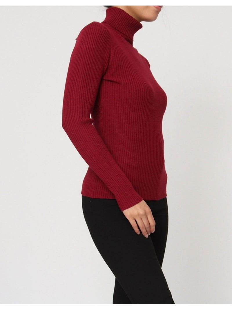 Pull col Roulé Kebello Bordeaux - Kiabi