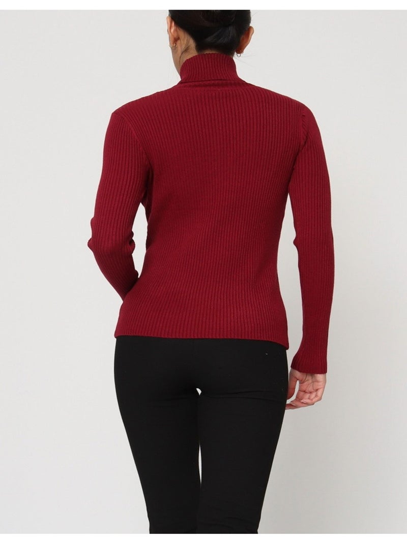 Pull col Roulé Kebello Bordeaux - Kiabi