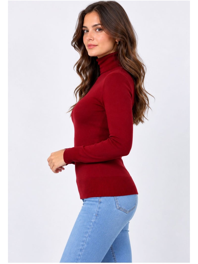 Pull col roulé kebello Bordeaux - Kiabi