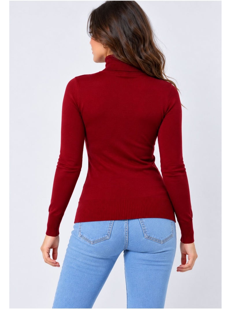 Pull col roulé kebello Bordeaux - Kiabi