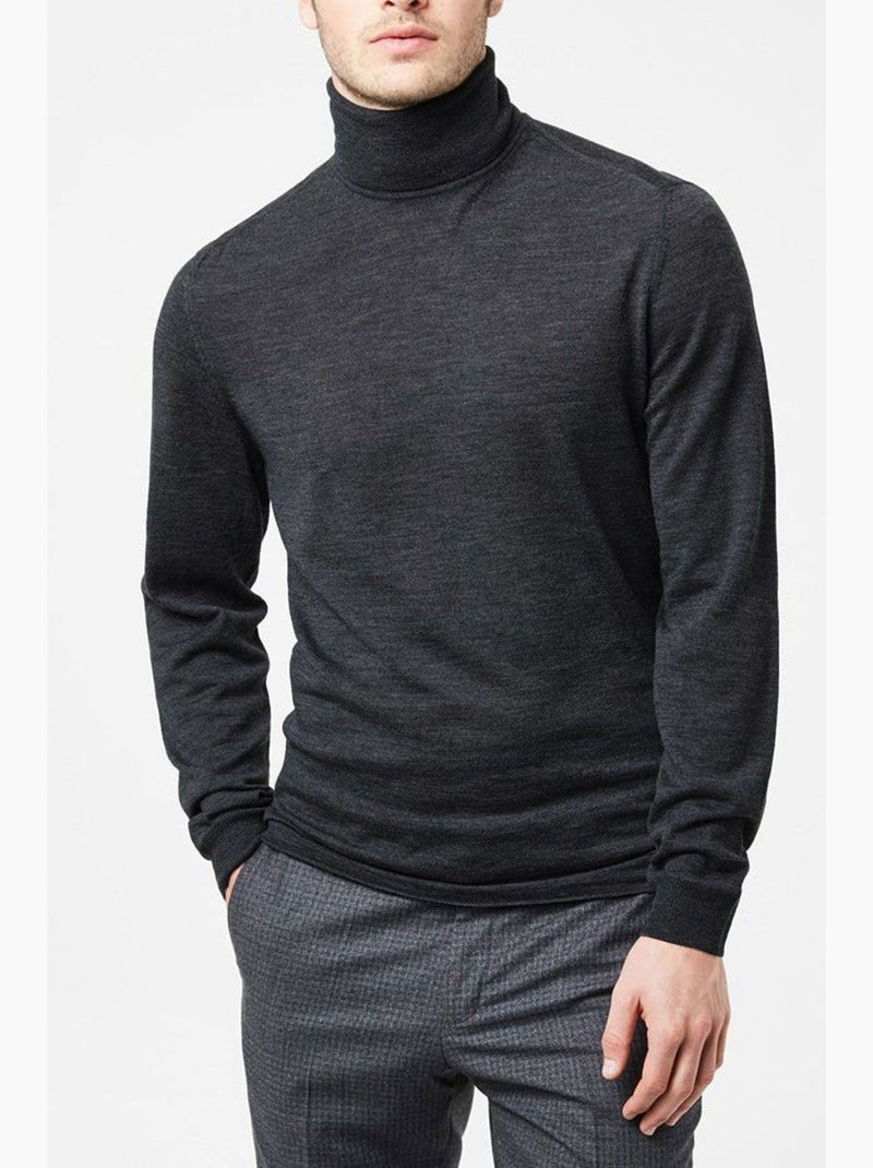 Pull col roulé Kebello gris anthracite - Kiabi