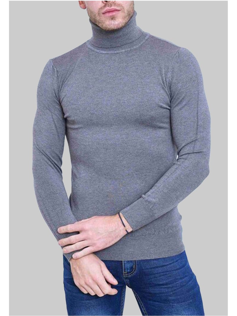 Pull col roulé Kebello Gris - Kiabi