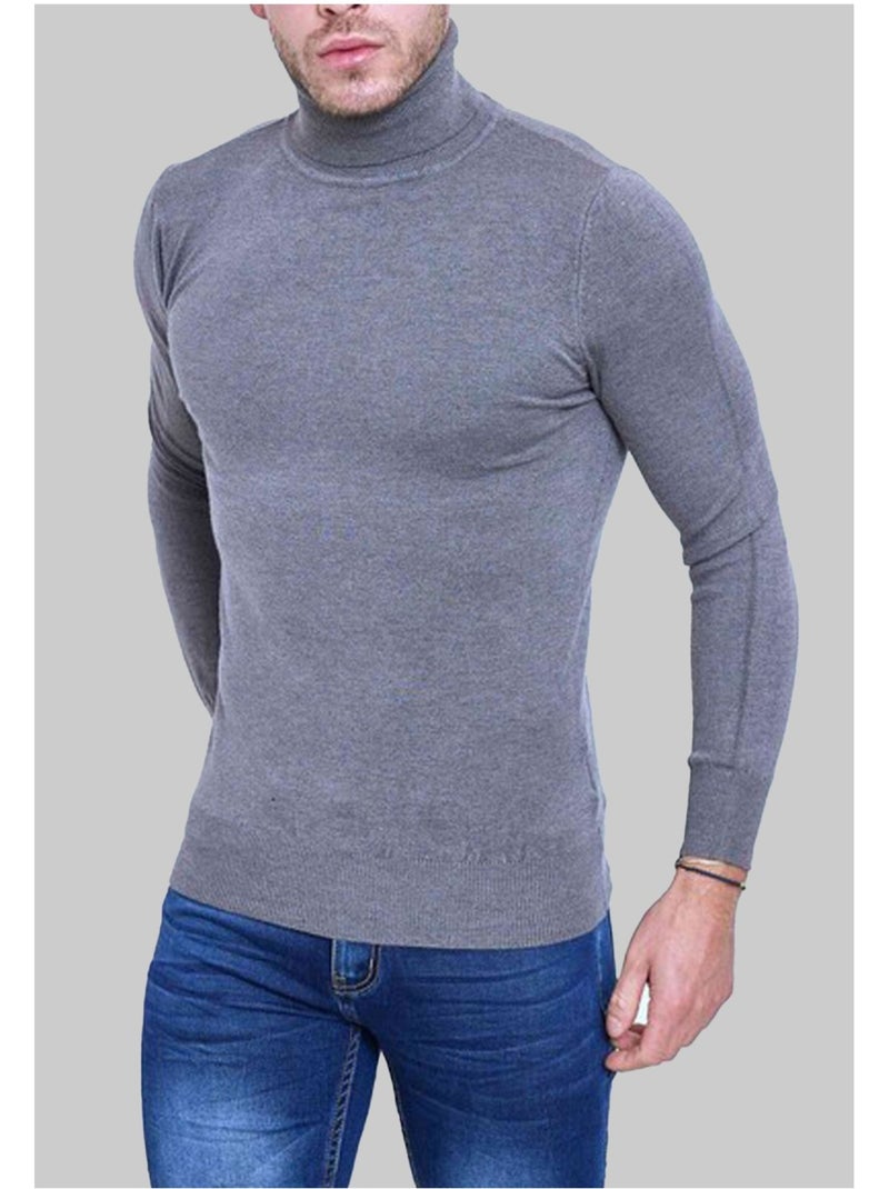 Pull col roulé Kebello Gris - Kiabi