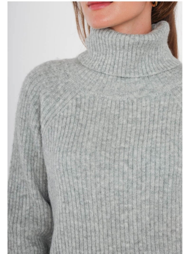 Pull col Roulé Kebello Gris - Kiabi