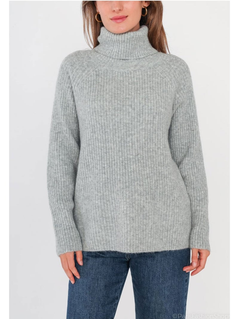 Pull col roulé kebello Gris - Kiabi