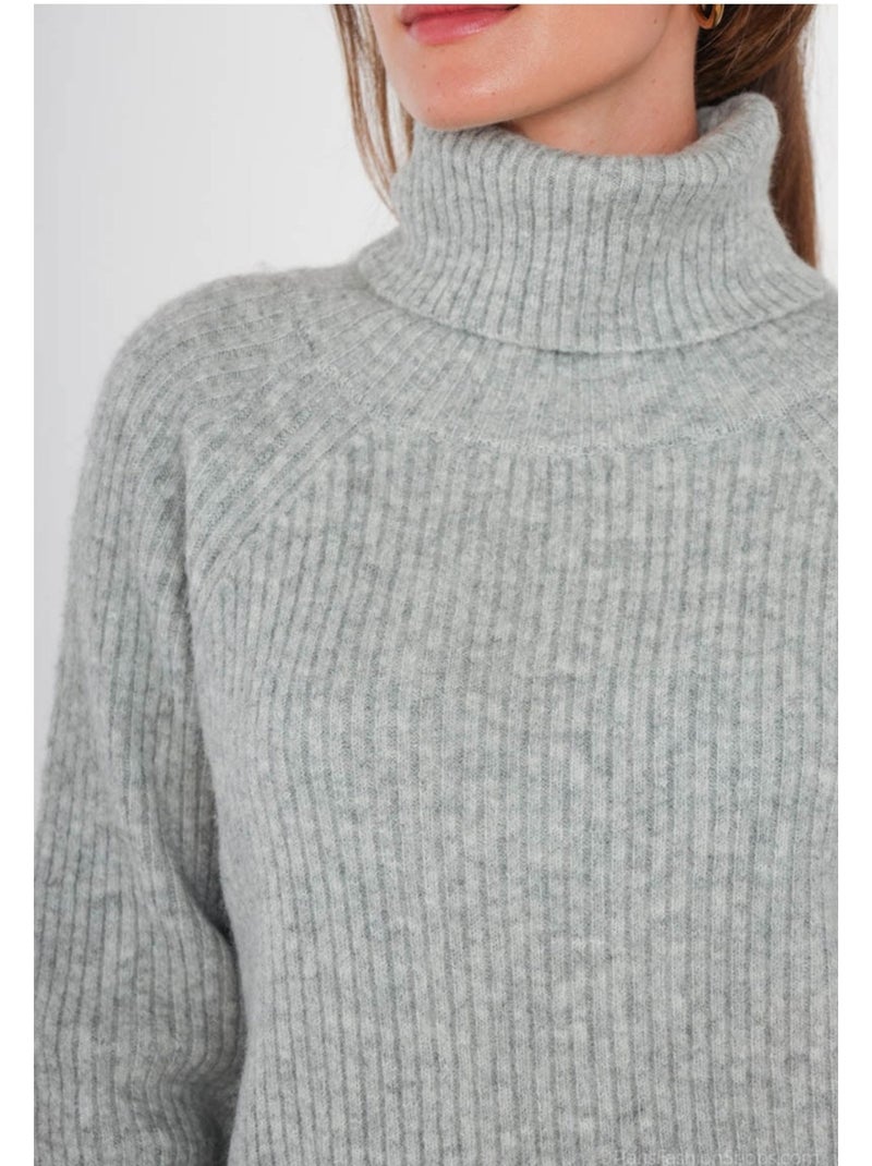 Pull col roulé kebello Gris - Kiabi