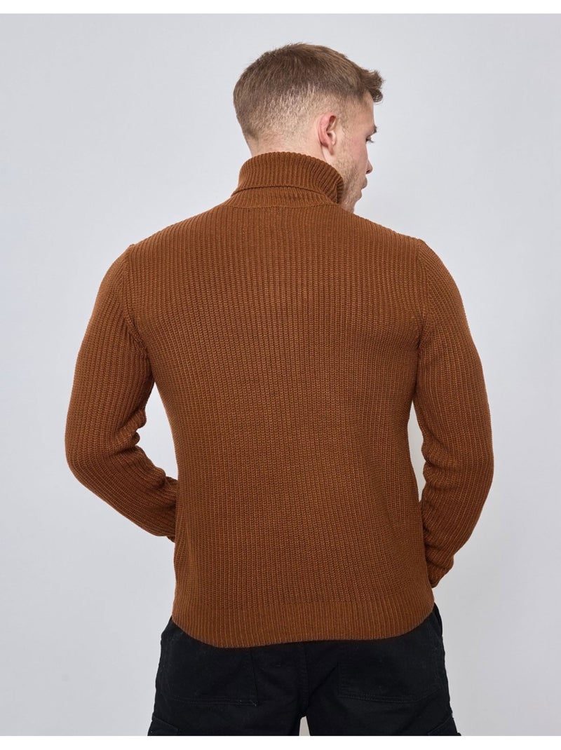 Pull col roulé Kebello Marron - Kiabi