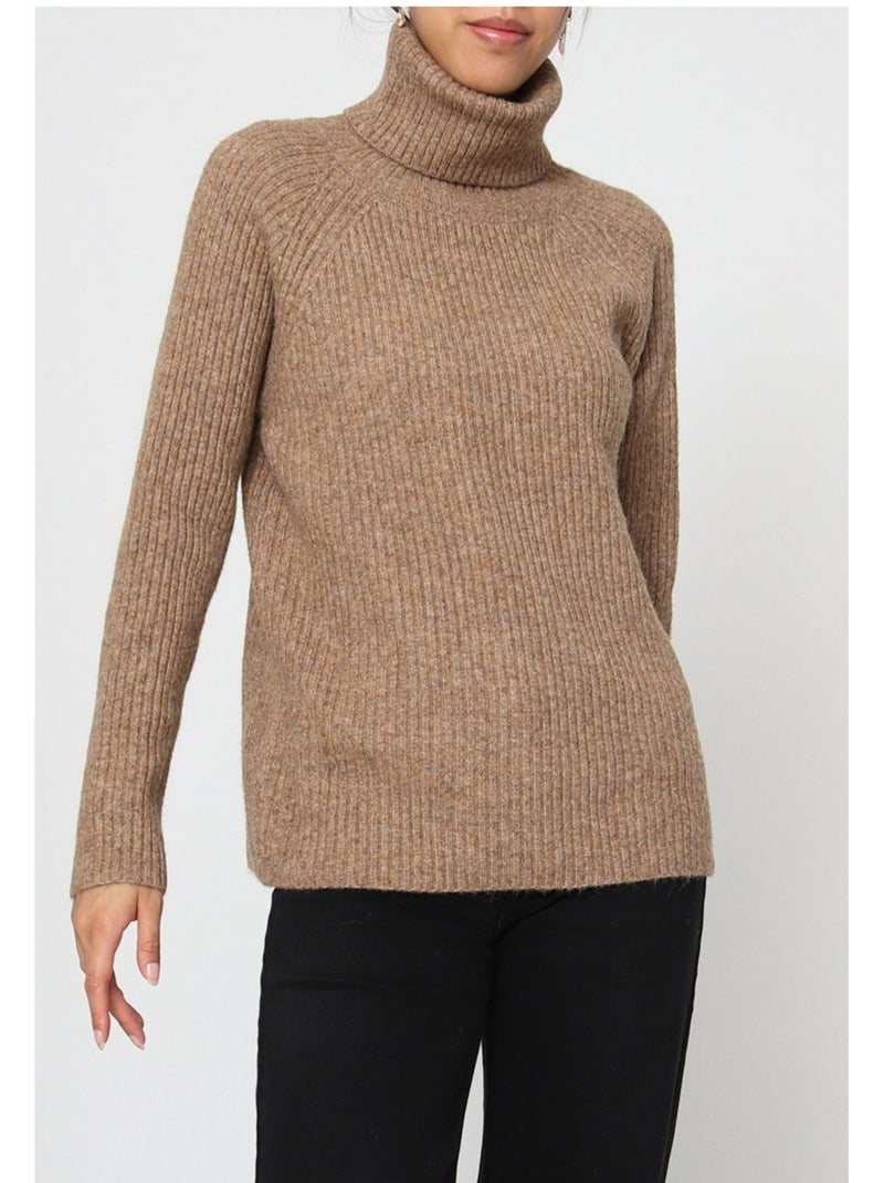 Pull col Roulé Kebello Marron - Kiabi