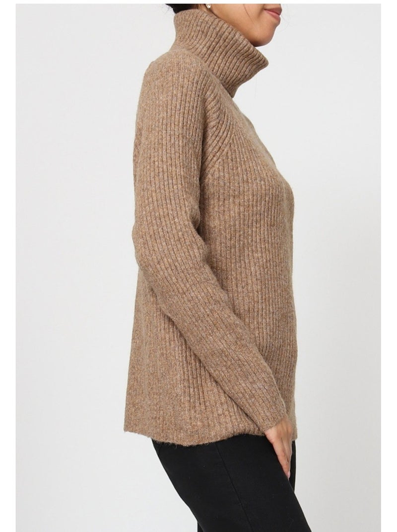 Pull col Roulé Kebello Marron - Kiabi
