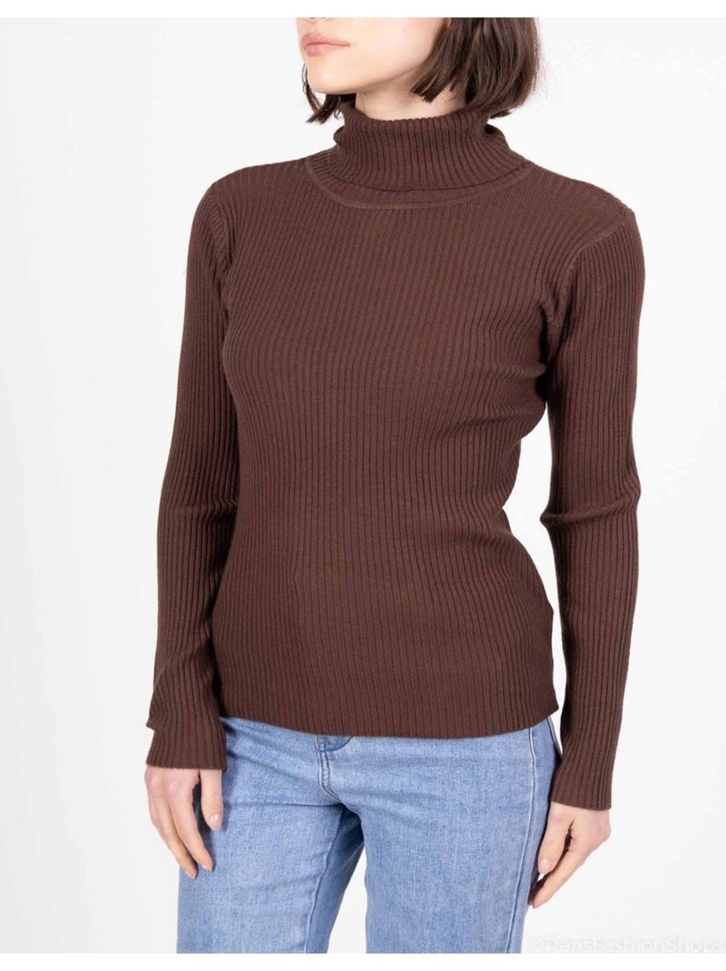 Pull col Roulé Kebello Marron - Kiabi