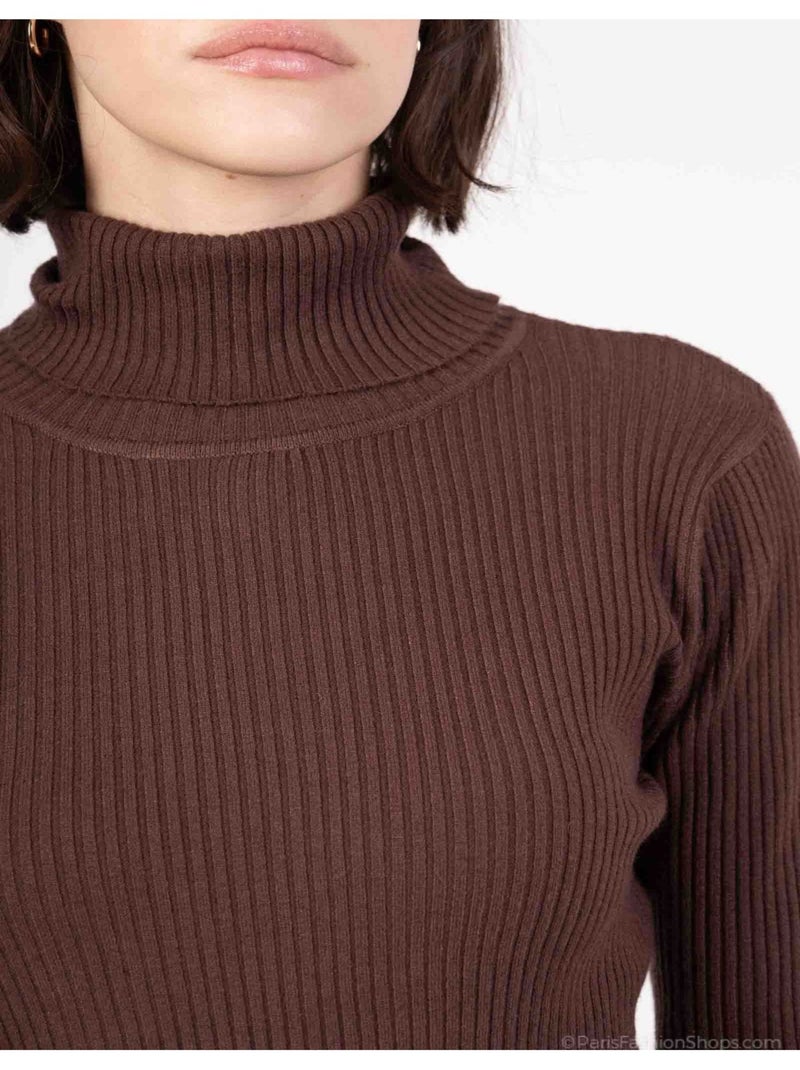 Pull col Roulé Kebello Marron - Kiabi