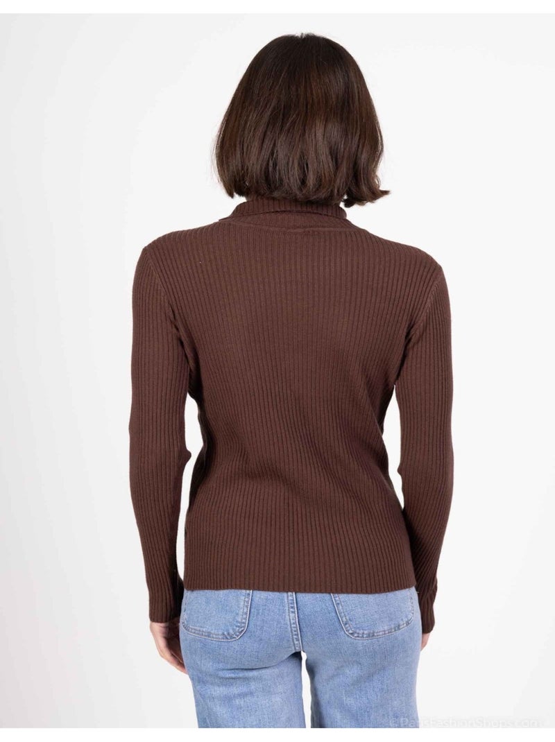 Pull col Roulé Kebello Marron - Kiabi