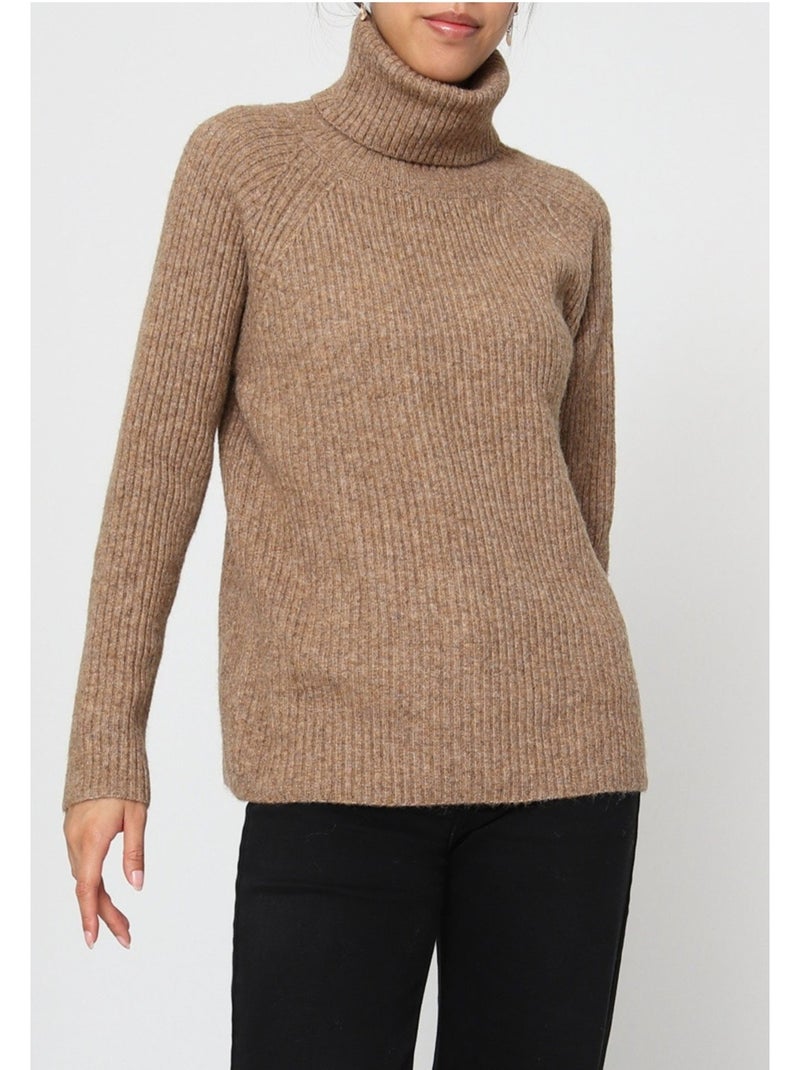 Pull col roulé kebello Marron - Kiabi