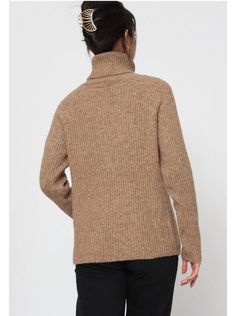 Pull col roulé kebello Marron - Kiabi