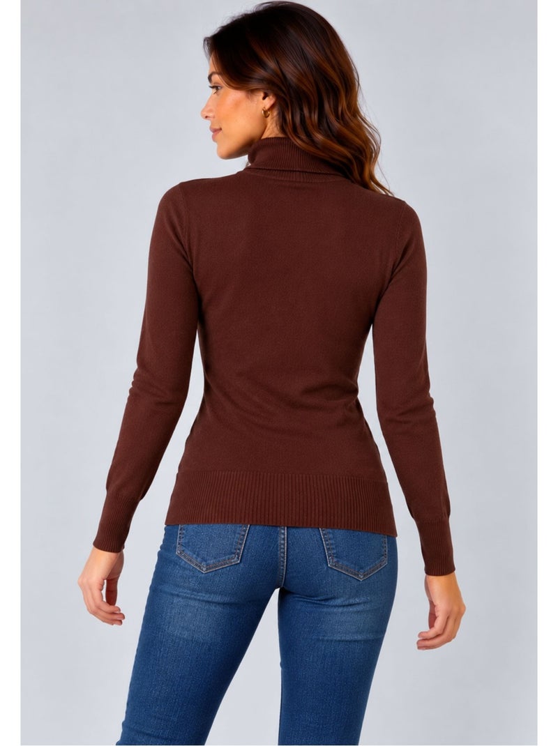 Pull col roulé kebello Marron/Choco - Kiabi