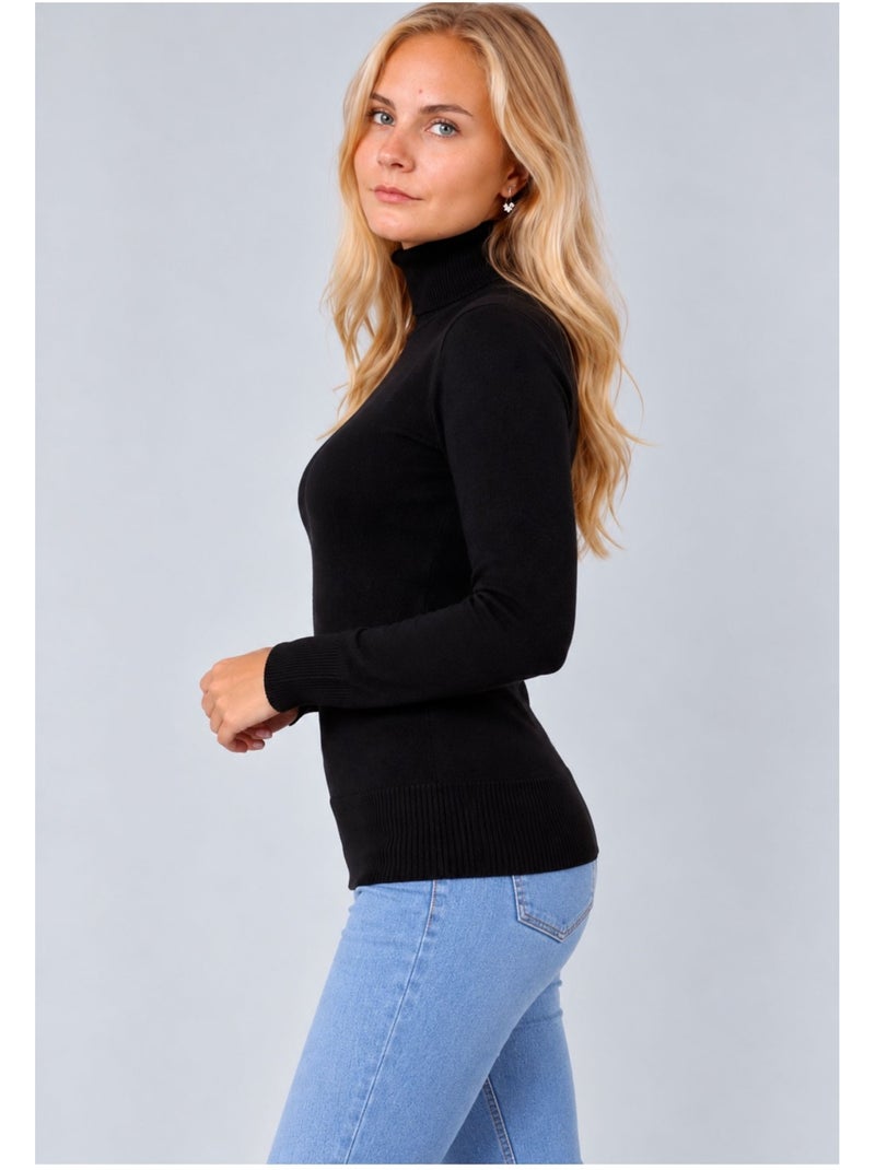 Pull col roulé kebello Noir Noir - Kiabi