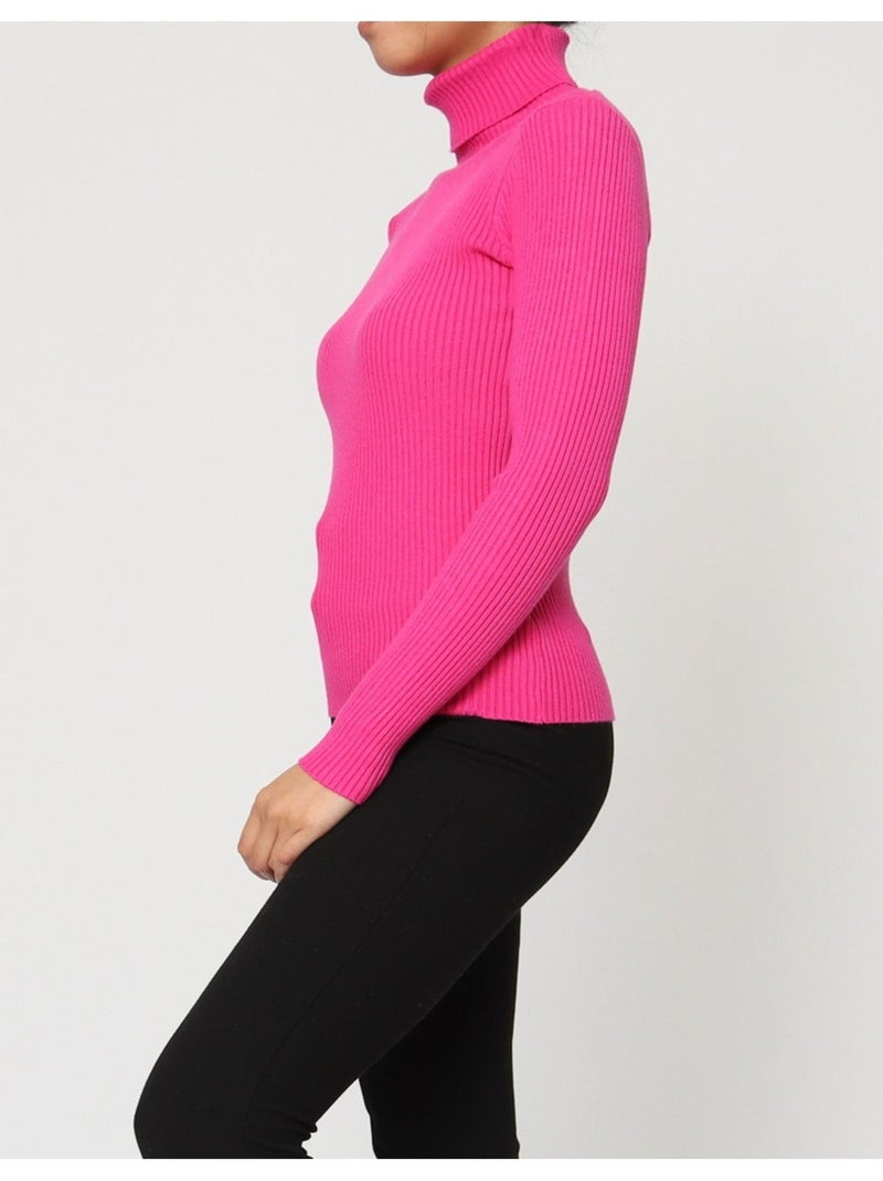 Pull col Roulé Kebello Rose fushia - Kiabi