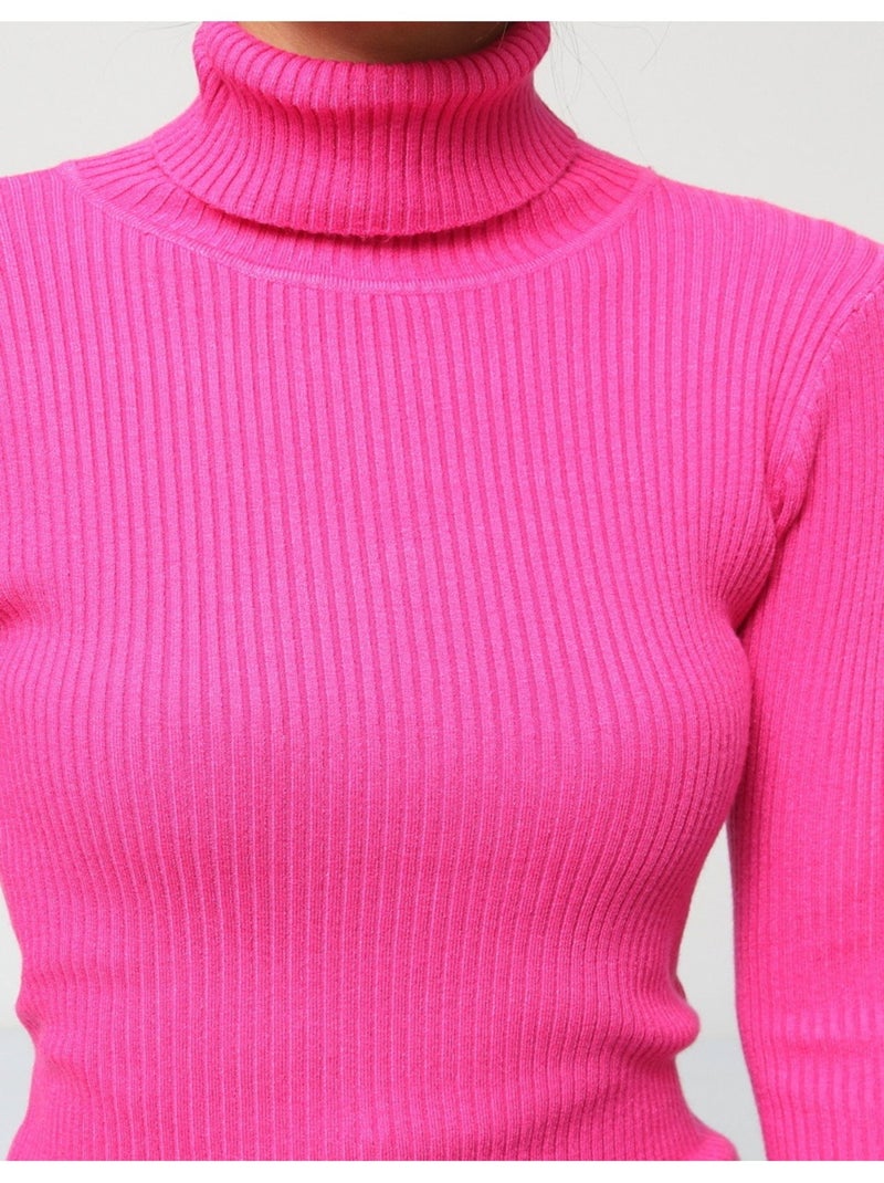 Pull col Roulé Kebello Rose fushia - Kiabi