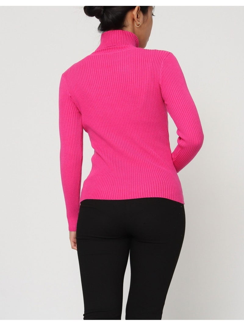 Pull col Roulé Kebello Rose fushia - Kiabi