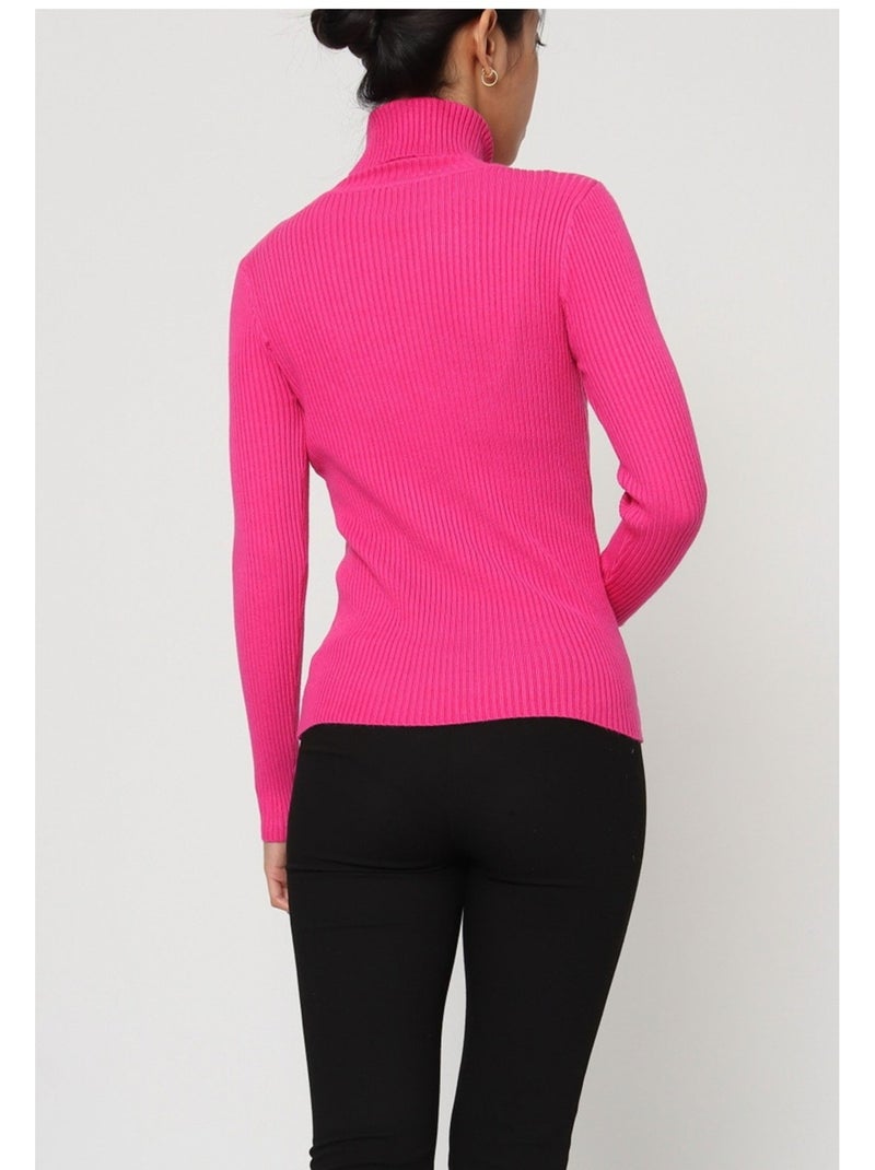 Pull col Roulé Kebello Rose fushia - Kiabi