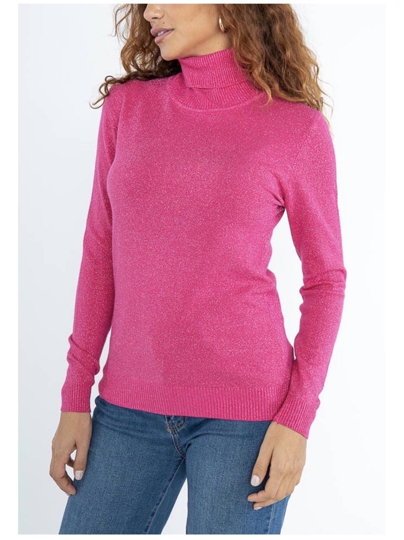 Pull col Roulé Kebello Rose fushia - Kiabi