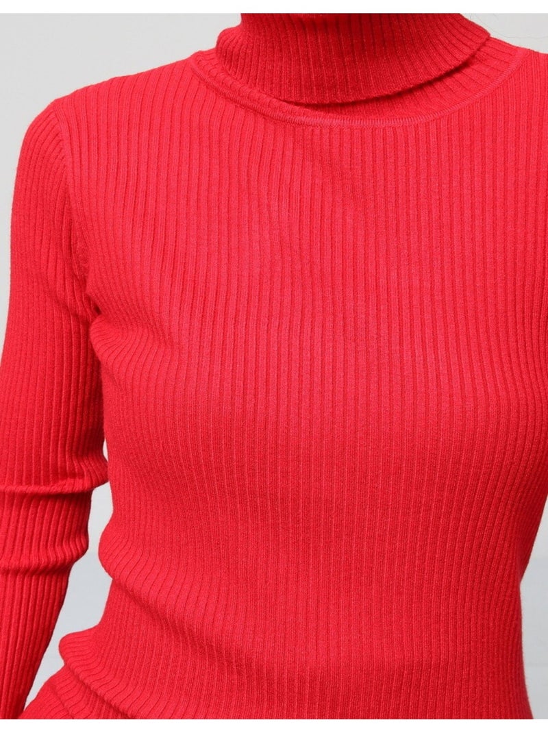 Pull col Roulé Kebello Rouge - Kiabi