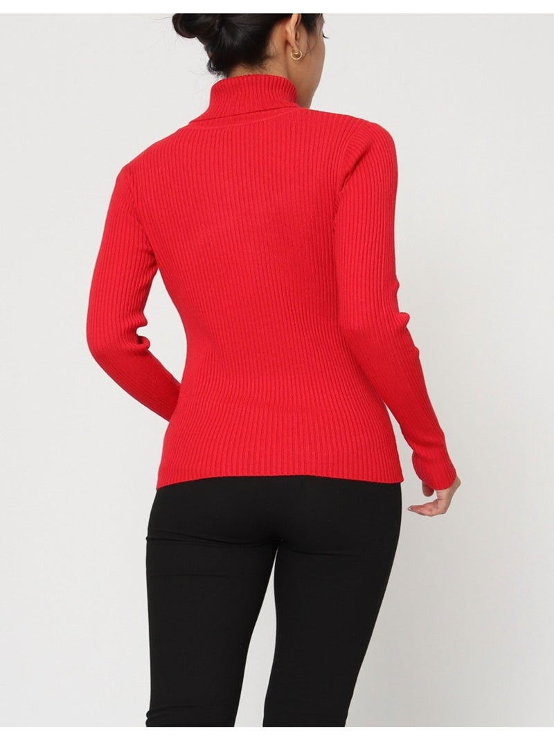 Pull col Roulé Kebello Rouge - Kiabi