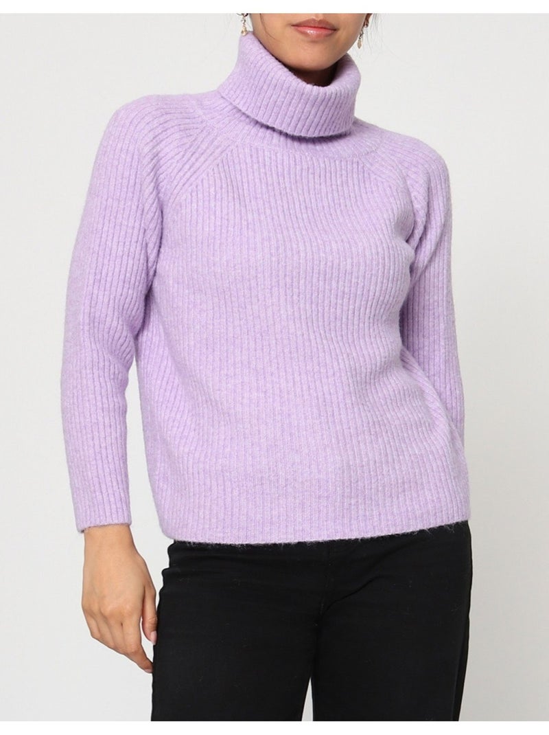 Pull col Roulé Kebello Violet - Kiabi