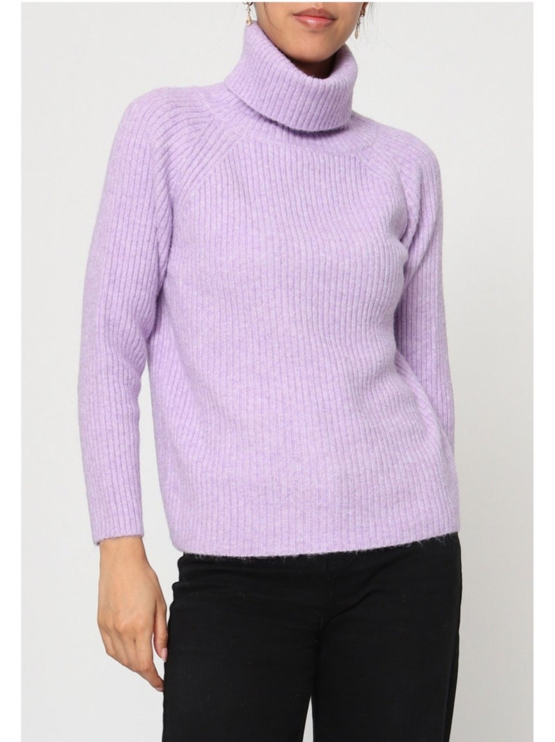 Pull col roulé kebello Violet - Kiabi