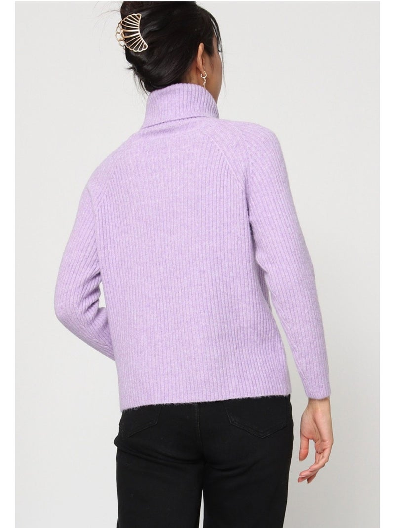 Pull col roulé kebello Violet - Kiabi
