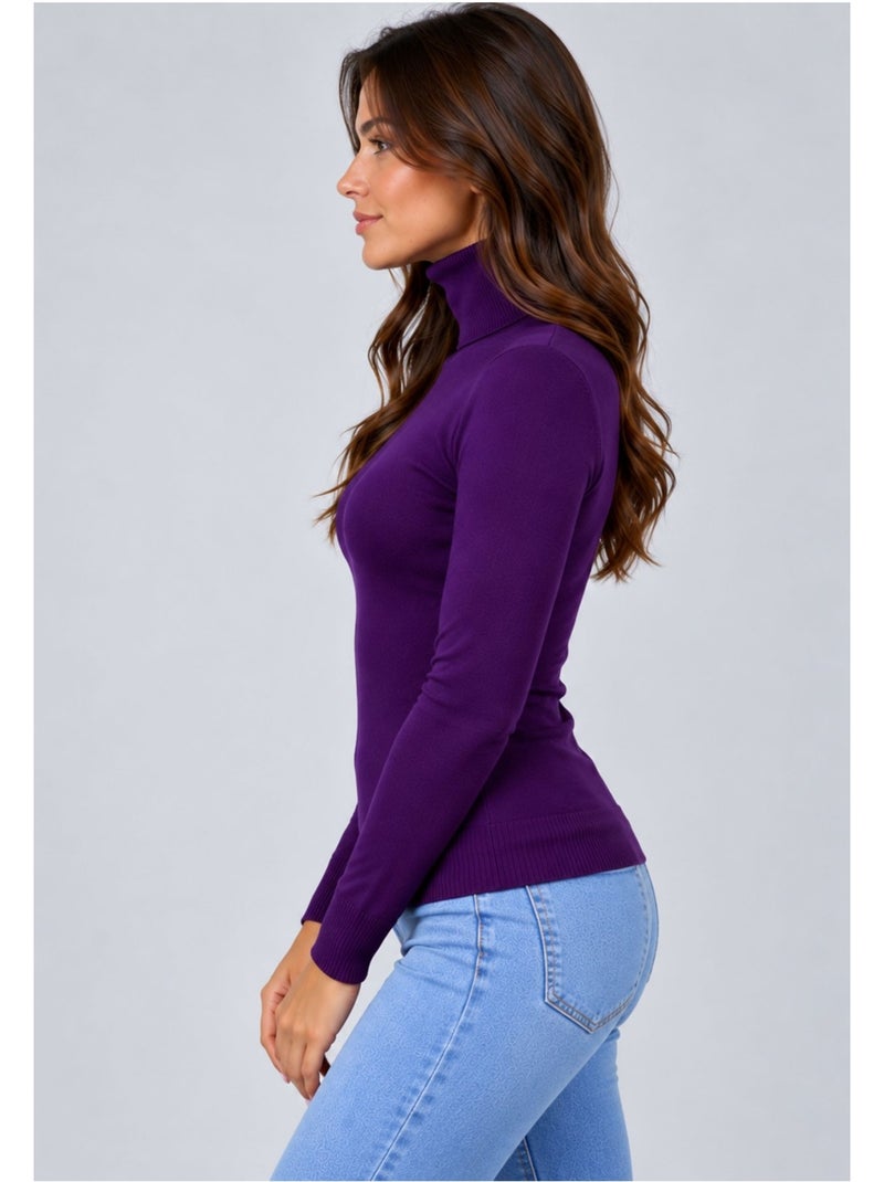 Pull col roulé kebello Violet - Kiabi