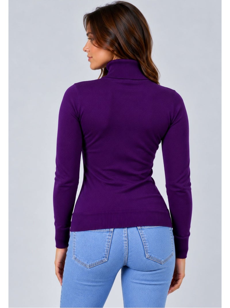 Pull col roulé kebello Violet - Kiabi