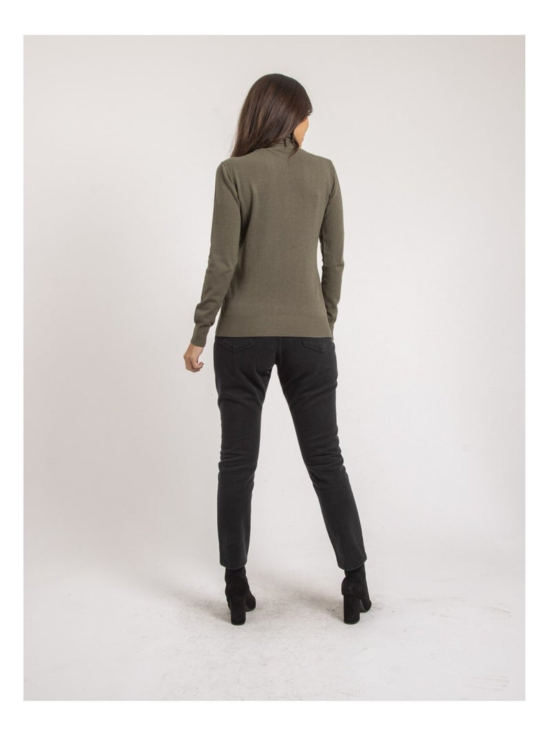 Pull col roulé KOBINA Kaki - Kiabi