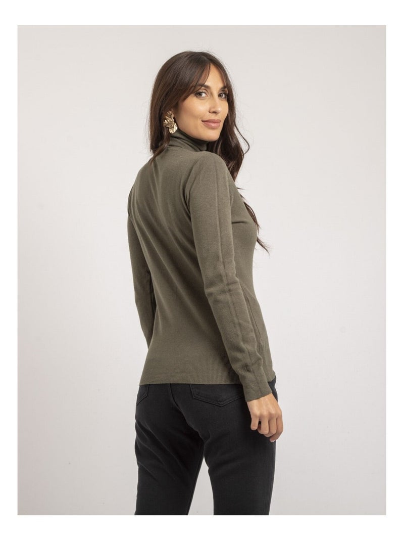 Pull col roulé KOBINA Kaki - Kiabi