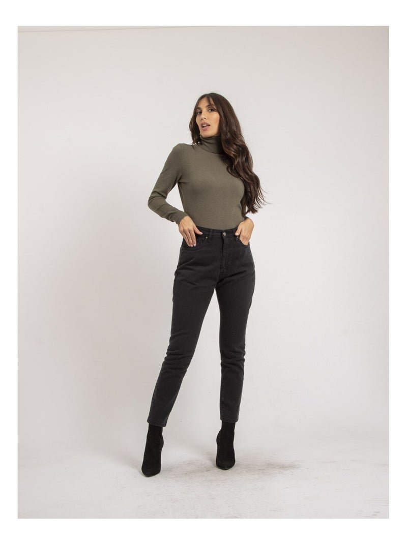 Pull col roulé KOBINA Kaki - Kiabi