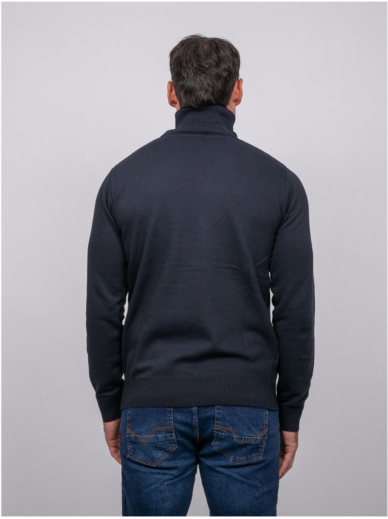 Pull col roulé larlequin Bleu marine - Kiabi