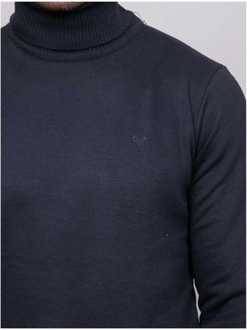 Pull col roulé larlequin Bleu marine - Kiabi