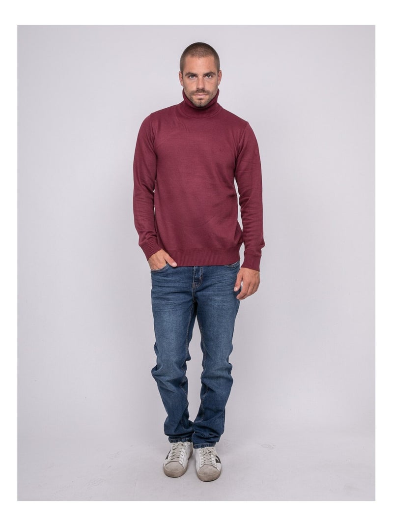 Pull col roulé LARLEQUIN Bordeaux - Kiabi