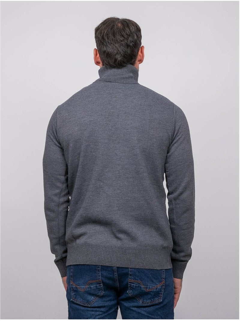 Pull col roulé larlequin Gris foncé - Kiabi