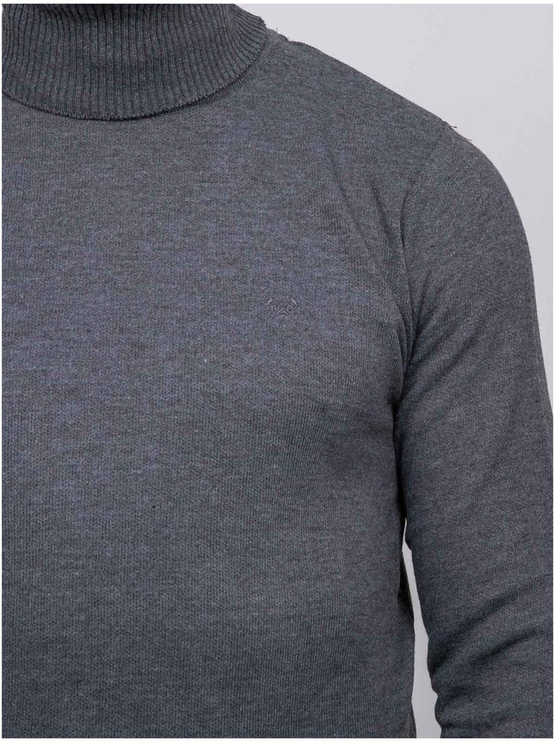Pull col roulé larlequin Gris foncé - Kiabi