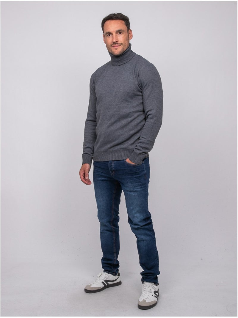 Pull col roulé larlequin Gris foncé - Kiabi
