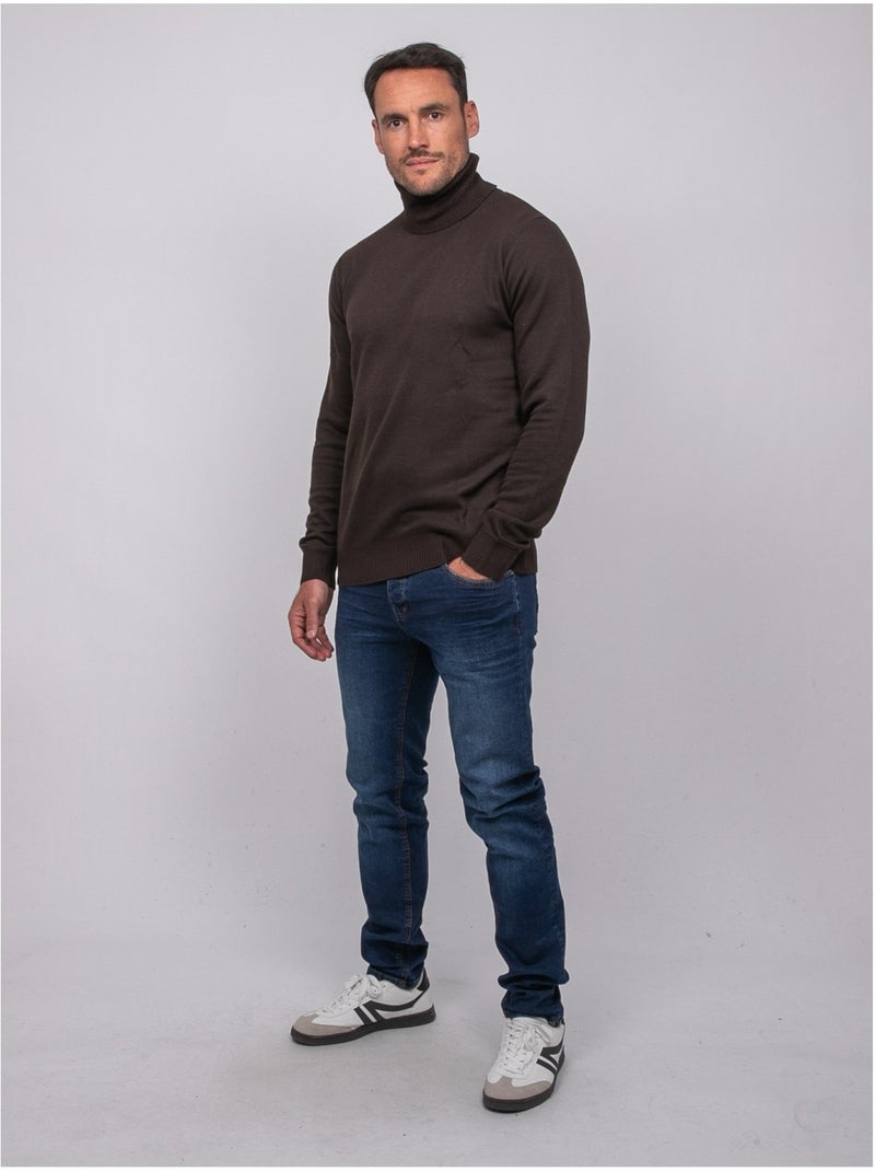 Pull col roulé larlequin Marron - Kiabi