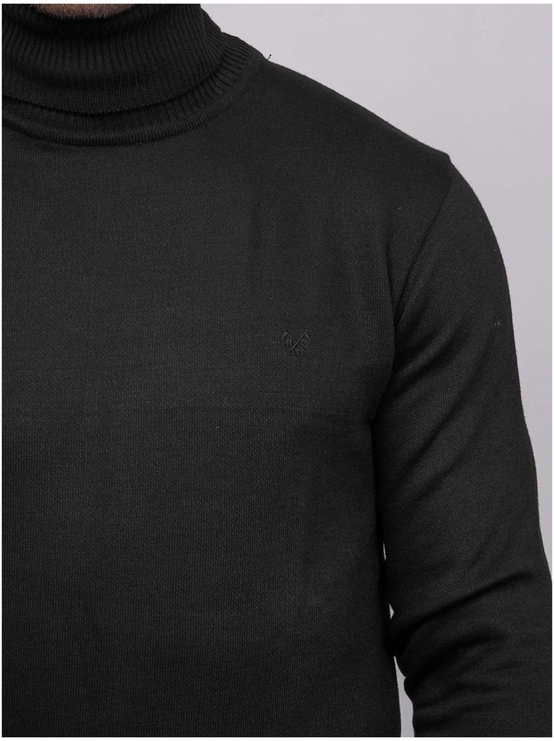 Pull col roulé larlequin Noir - Kiabi